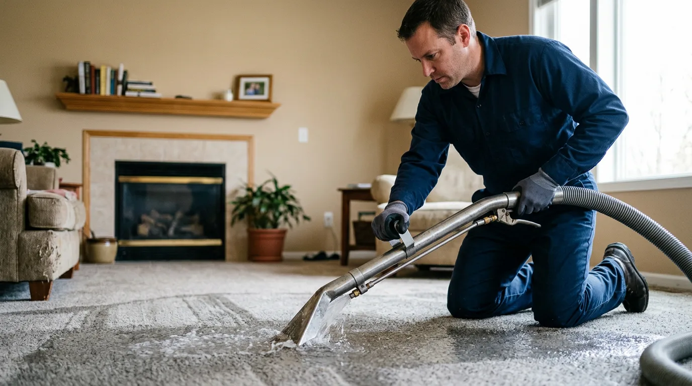 Water damage restoration technician working near Dunlo, PA